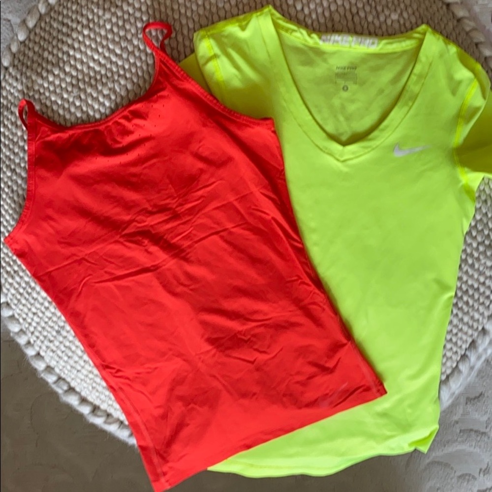 Nike bundle - 2 tops, neon yellow and bright red